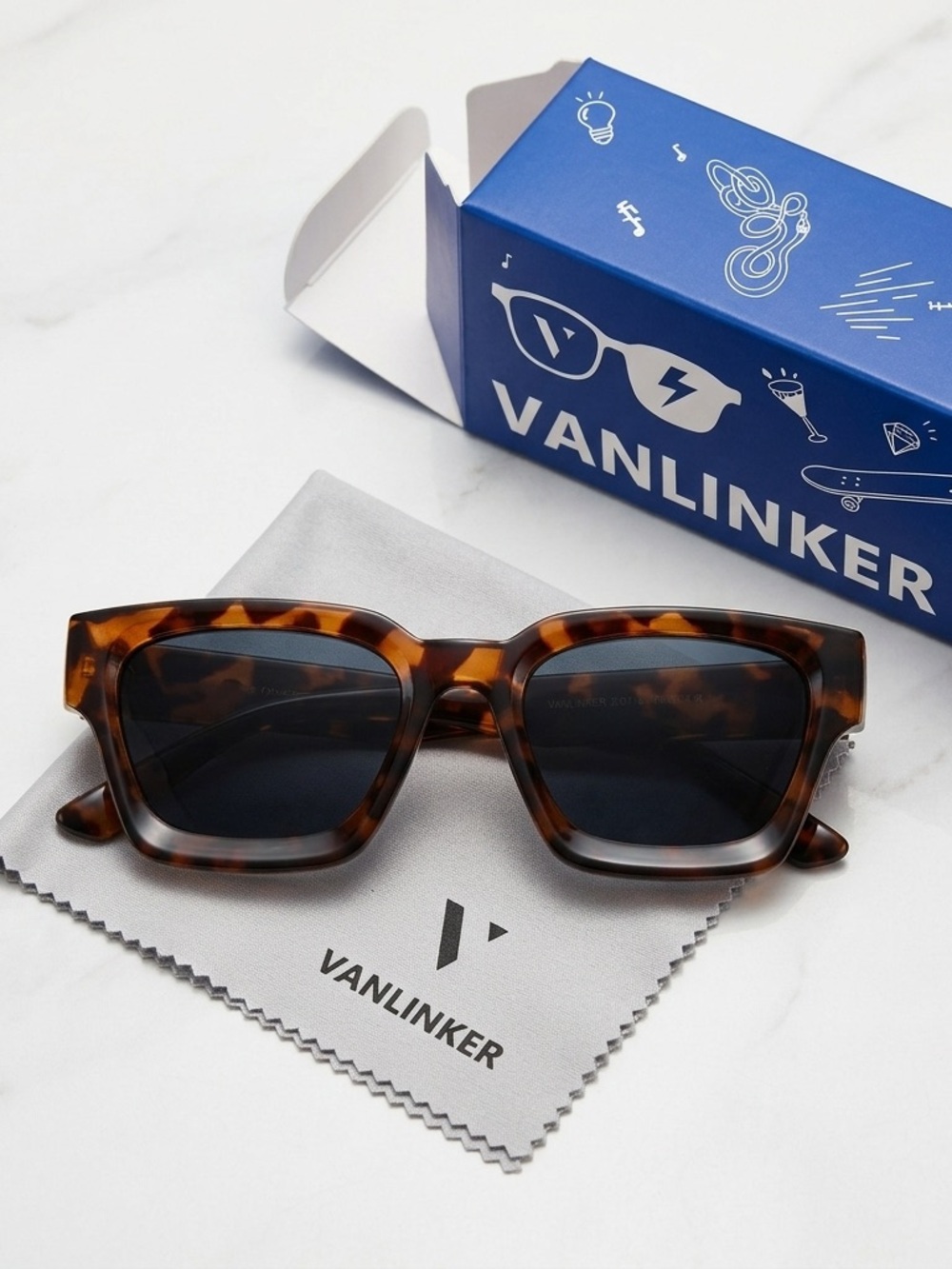 Vanlinker Tortoiseshell Rectangular Sunglasses Women’s NEW